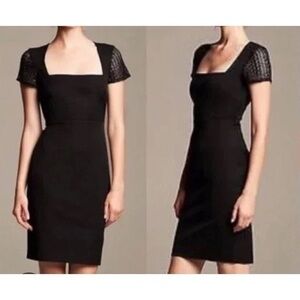 Roland Mouret Black Midi Dress with Square Neck